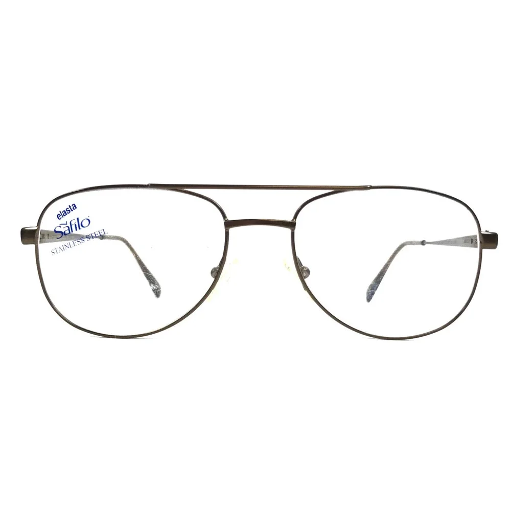 Safilo Eyeglasses Frames ELASTA 7115 7ZB Polished Brown Pilot Wire Rim 56-18-145